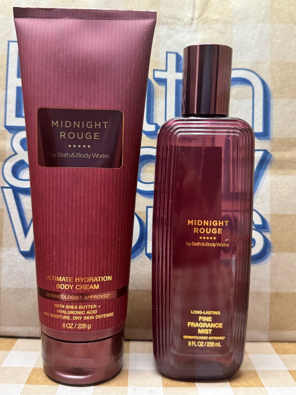 NEW B&BW Midnight Rouge 48 hr moisture body cream and fragrance for body & hair